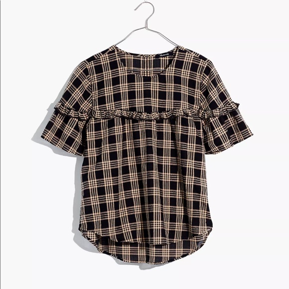 Madewell Ruffle-Yoke Top in Metallic Plaid - Picture 4 of 12